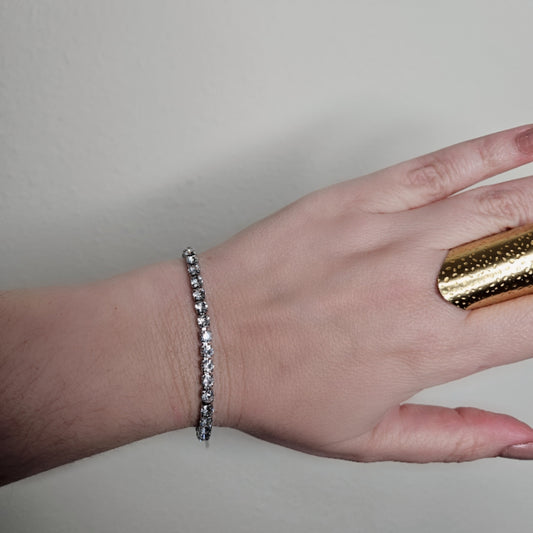 ✨ Pulsera TERE Plateada – Acero Inoxidable con Zirconias de 4 mm