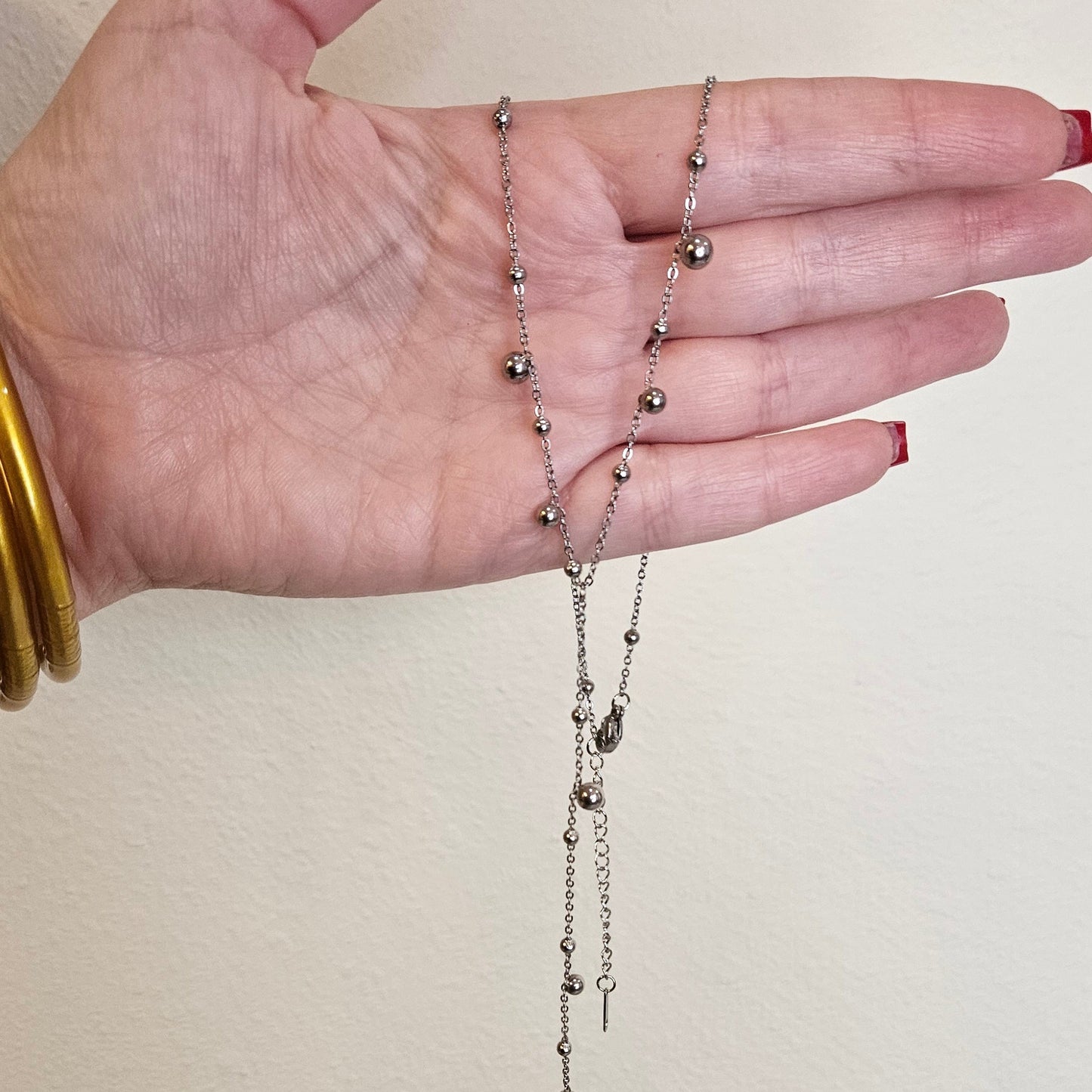 ✨ Collar SONIA Plateado – Cadena Delicada de Acero Inoxidable con Bolitas