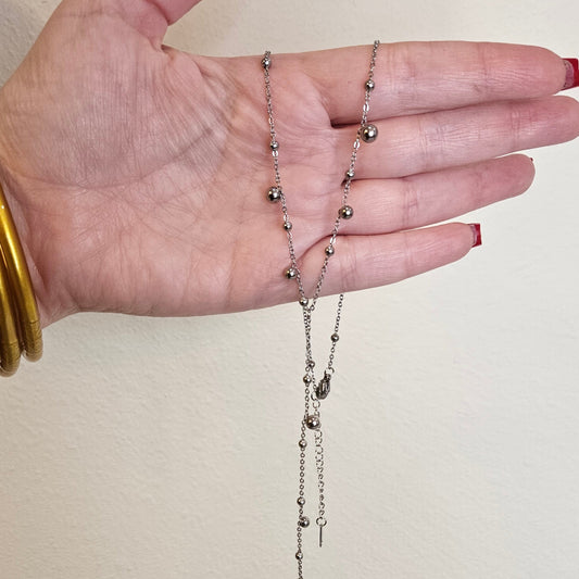 β¨ Collar SONIA Plateado β Cadena Delicada de Acero Inoxidable con Bolitas