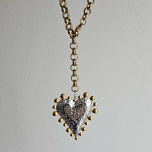 Mirsa Gold Chain Stainless Steel Heart Necklace (collar)