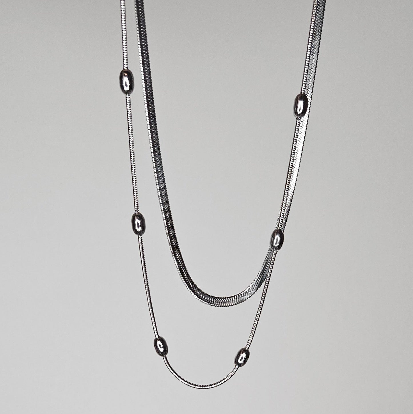 Albita Silver Stainless Steel Layered Necklace (Collar)