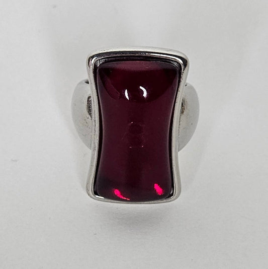 Amapola Red Ring Stainless Steel Silver (Anillo)