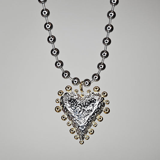 Mirsa Silver Gold Stainless Steel Heart Necklace (Collar)