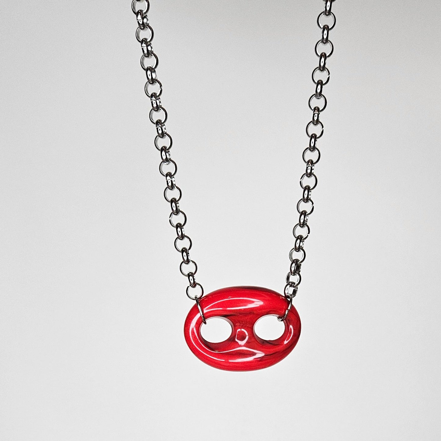 Susy Red Silver Stainless Steel Necklace (Collar)