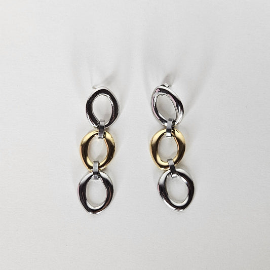 Oriana Two-Tone Stainless Steel Earrings (Aretes)