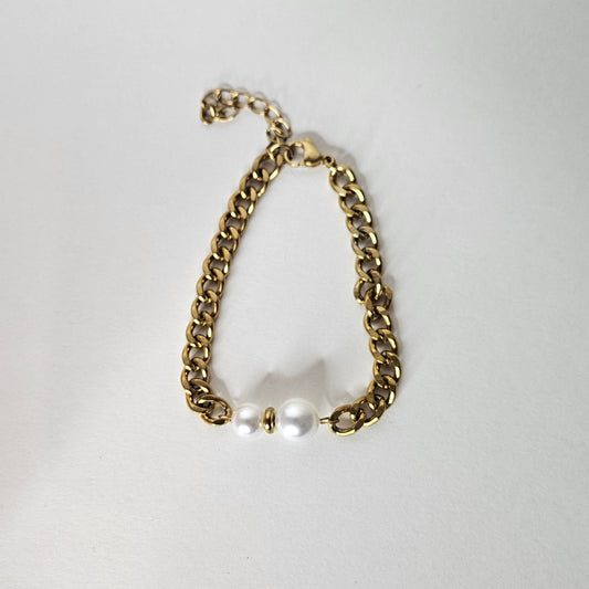 Marifer Gold Stainless Steel Pearl Bracelet (Pulsera)