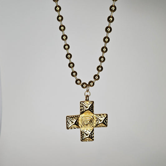 Gina Gold Stainless Steel Cross Necklace (Collar)