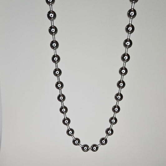 Manis Silver Stainless Steel Beaded Necklace (Collar)
