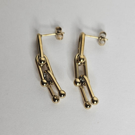 Emilia Gold Stainless Steel Drop Earrings (Aretes)