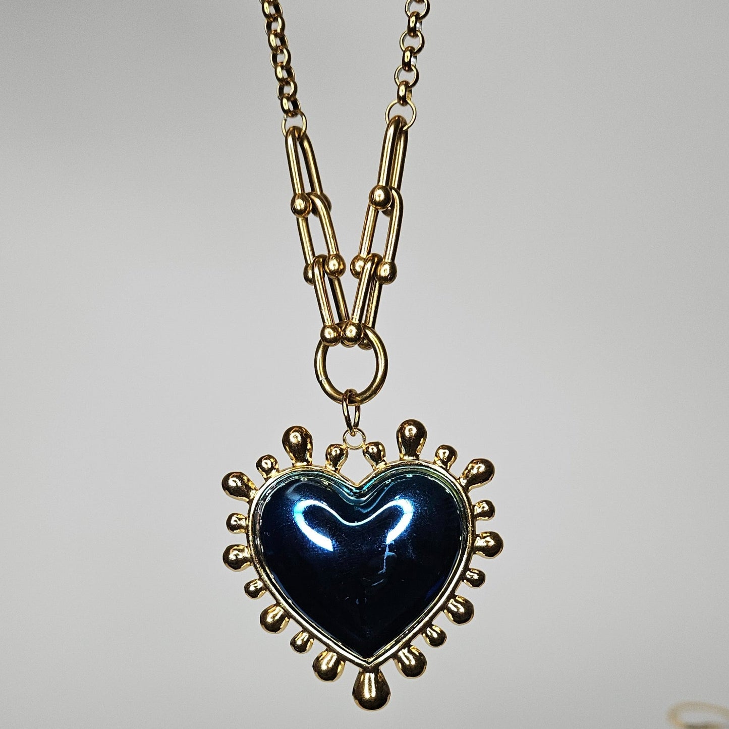 Martita Blue Link Stainless Steel Necklace (Collar)