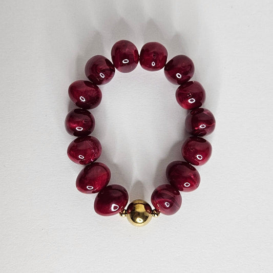 Romi Deep Red Resin Stretch Bracelet (Pulsera)