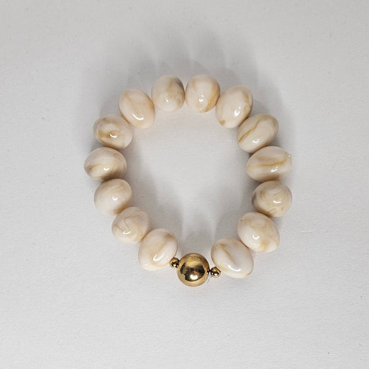 Romi Beige Acrylic and Stainless Steel Bracelet (Pulsera)