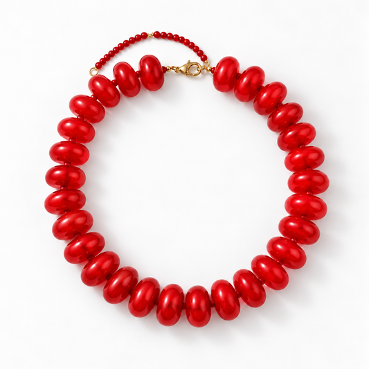 Vera Red Acrylic Beaded Necklace (Collar)