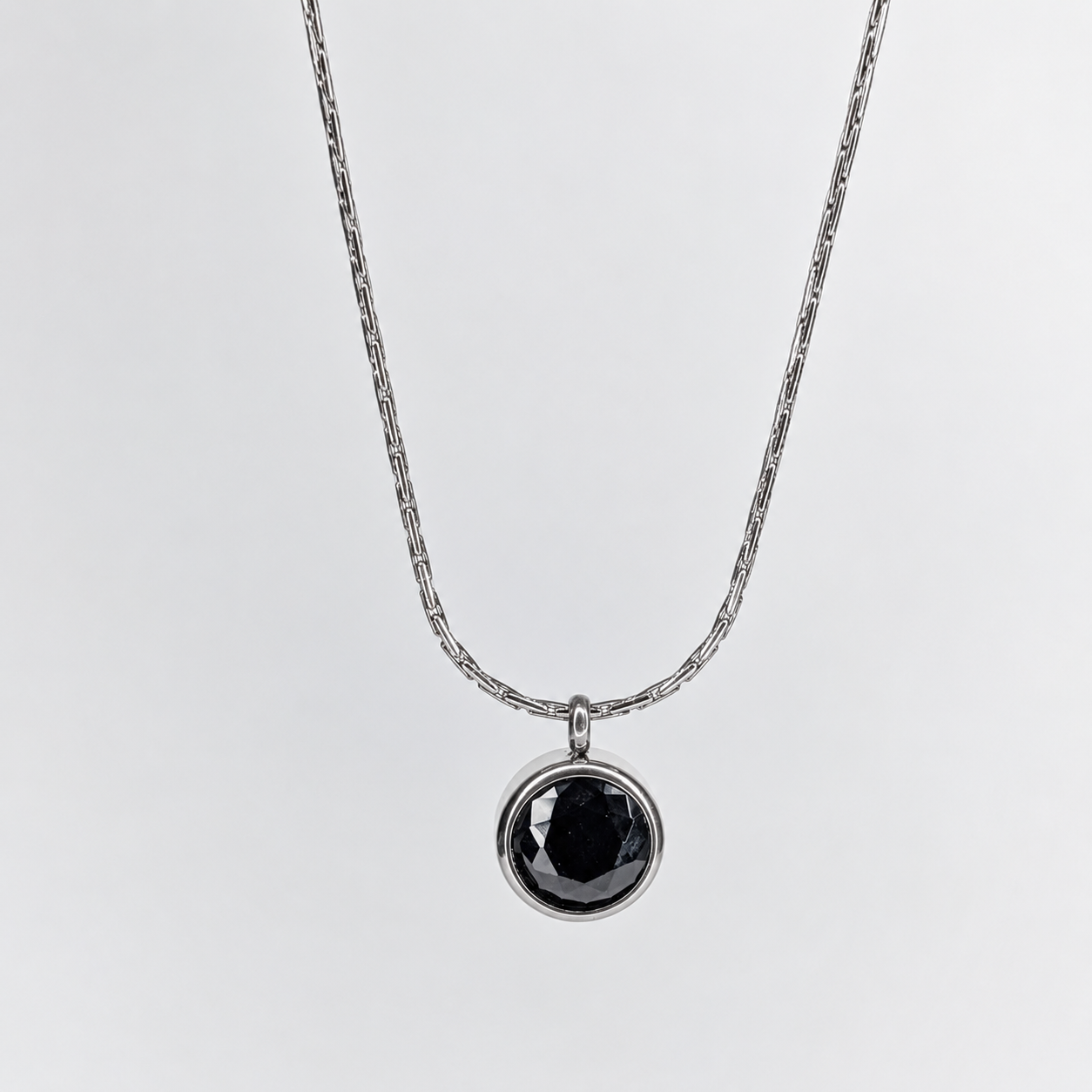 Alita Silver Stainless Steel Black Stone Necklace (Collar)