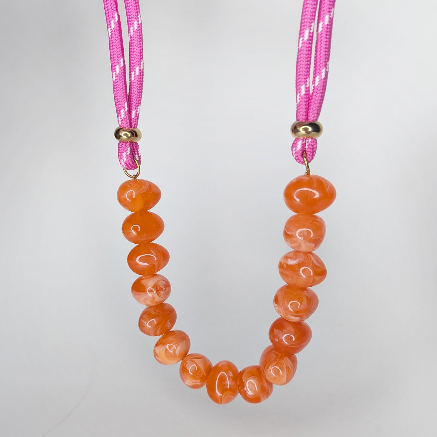Aranza Orange Pink Acrylic Cord Necklace (Collar)