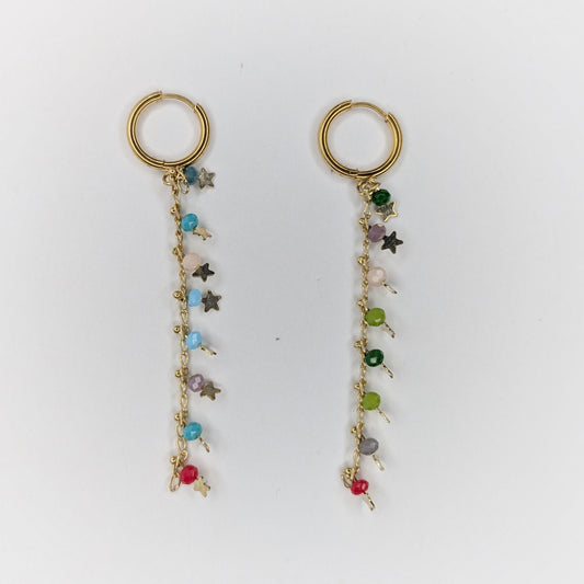 Coral Mini Charm Hoop Earrings (Aretes)
