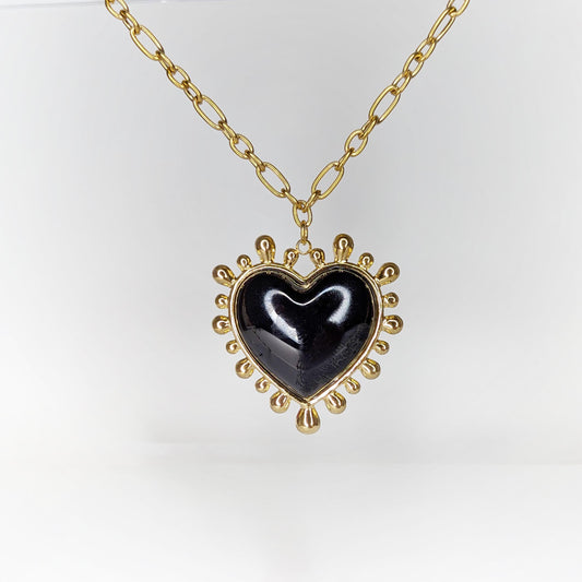 Marta Black Heart Necklace (Collar)