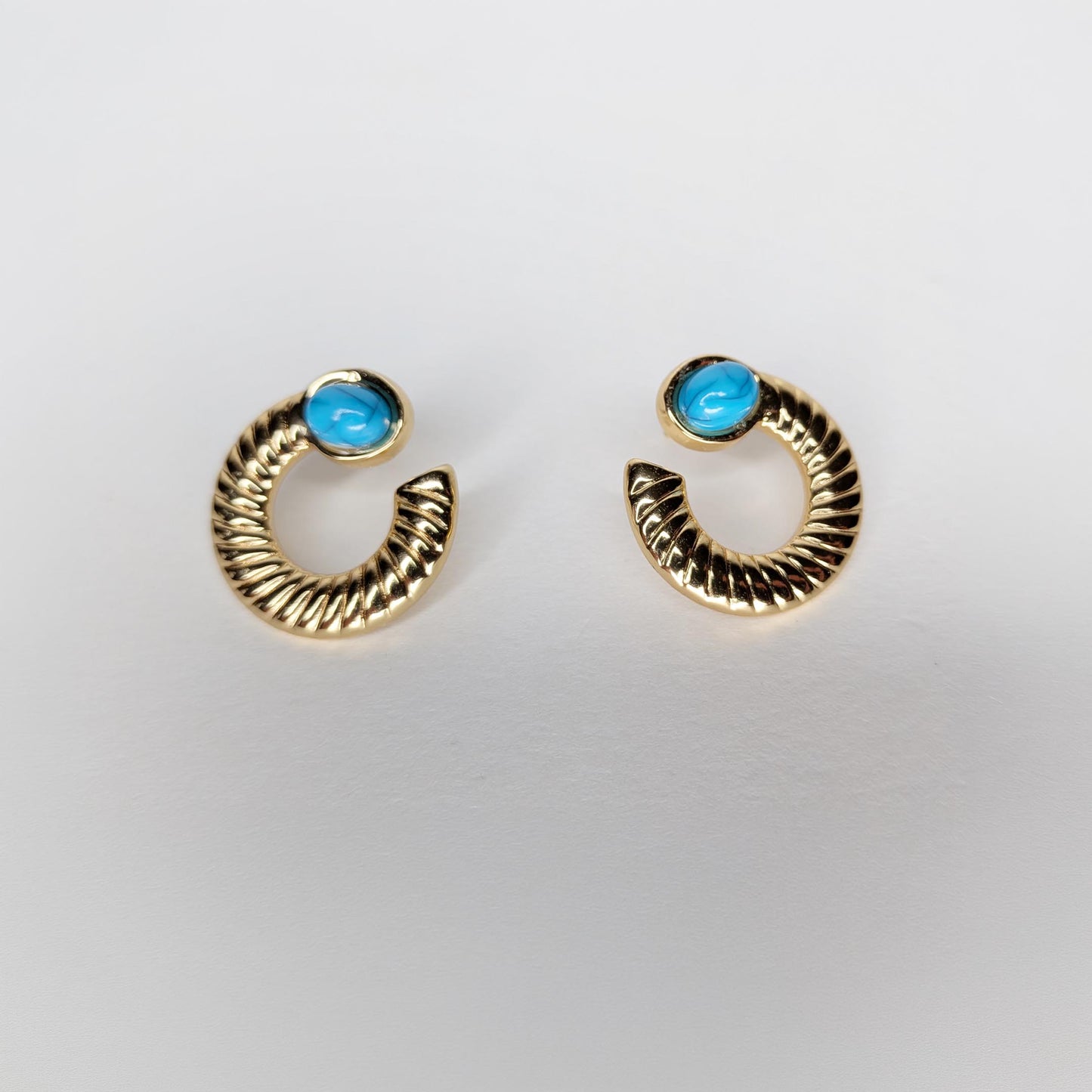 Betsabé Turquoise Stainless Steel Hoop Earrings (Aretes)