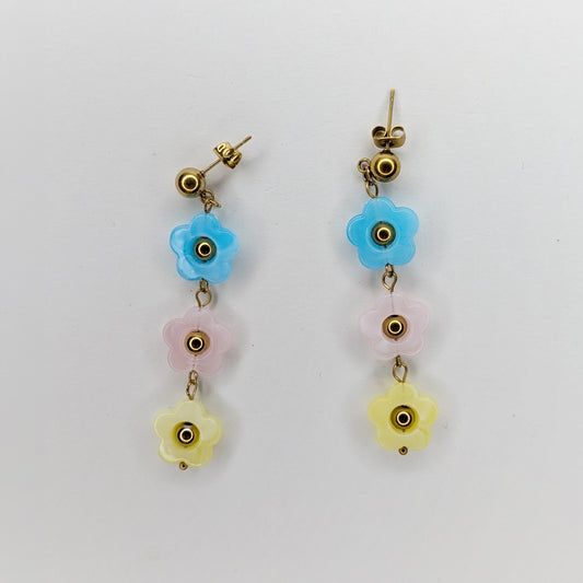 Margarita Blue, Pink & Yellow Earrings (Aretes)