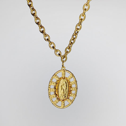 Virgen Guadalupe Stainless Steel Pendant Necklace (Collar)