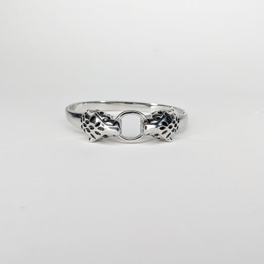 Mía Silver Stainless Steel Panther Bangle (Brazalete)