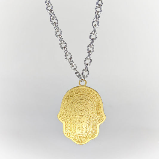 Alexia Two Tone Stainless Steel Hamsa Necklace (Collar)