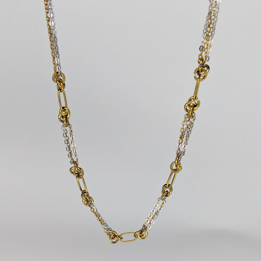 Elenita Two-Tone Layered Chain Necklace (Collar)