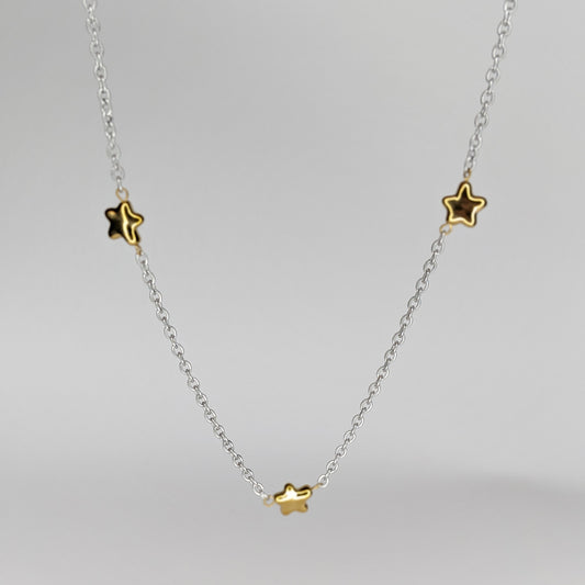 Aria Two Tone Stainless Steel Star Necklace (Collar)