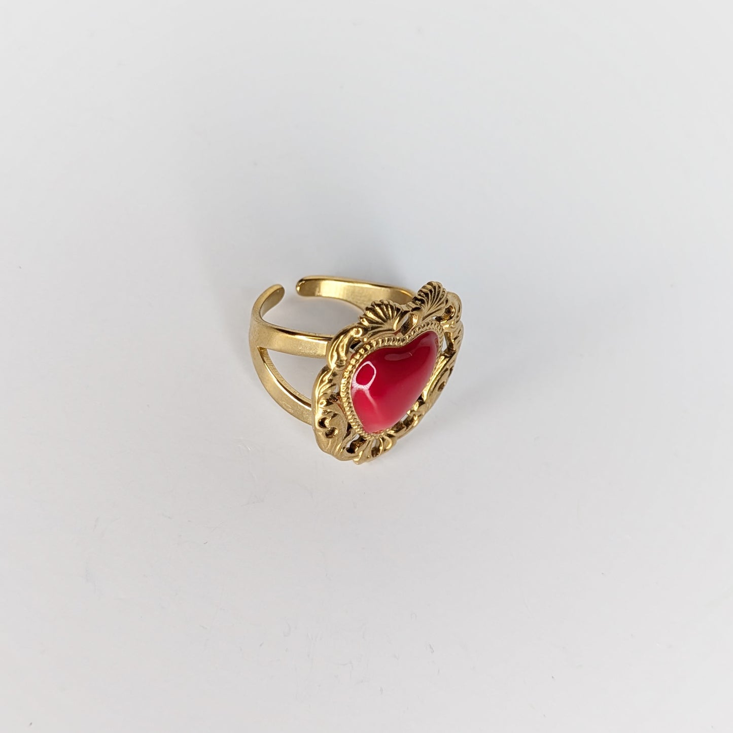 Martiz Red & Gold Stainless Steel Adjustable Ring (Anillo)