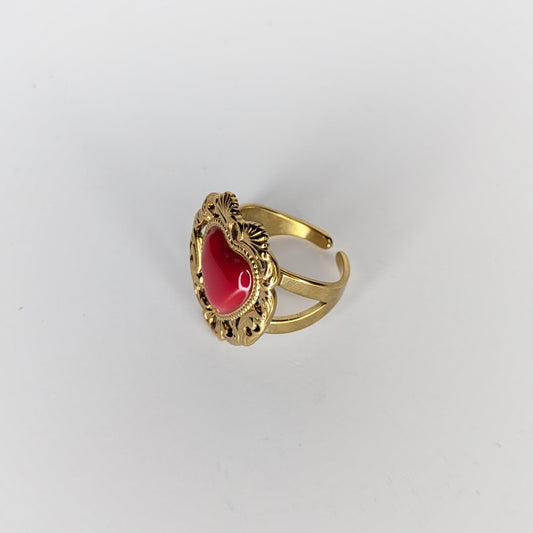 Martiz Red & Gold Stainless Steel Adjustable Ring (Anillo)