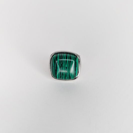 Alda Silver Green Stainless Steel Ring (Anillo)