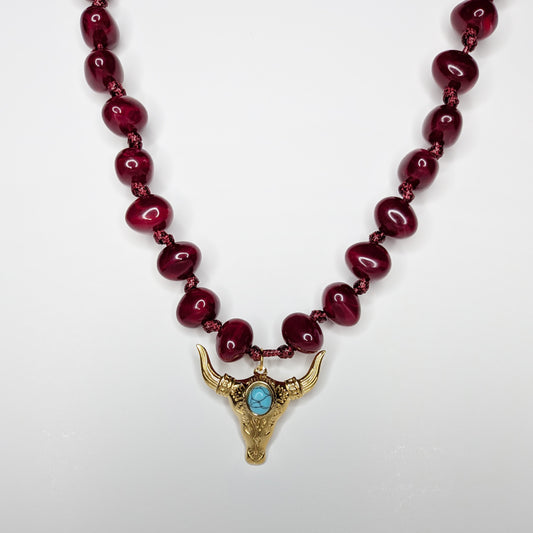 Connie Red Acrylic Stainless Steel Necklace (Collar)