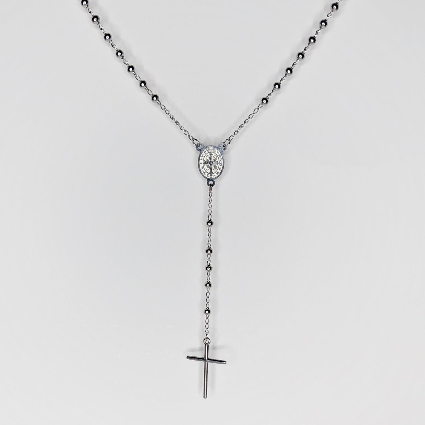 San Benito Stainless Steel Rosary Necklace (Rosario)
