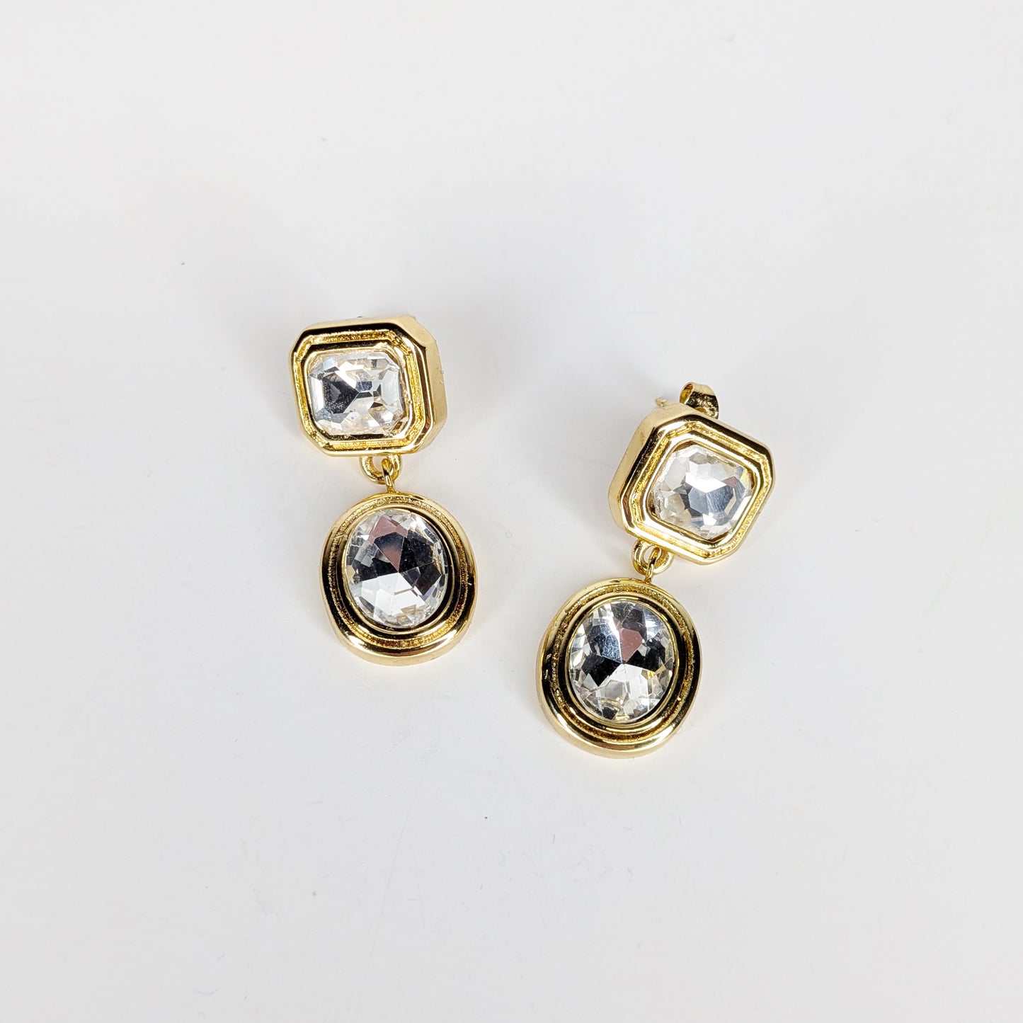 Sagrario Gold Stainless Steel Crystal Earrings (Aretes)