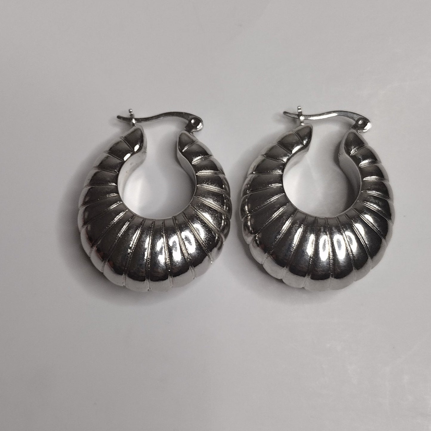Aretes De Aro Plateados Con Bordes