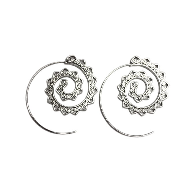 Aretes De Caracol Labrado en Plateado