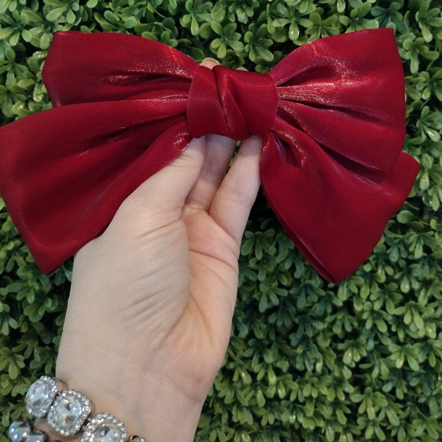 Broche De Cabello Con Moño Rojo