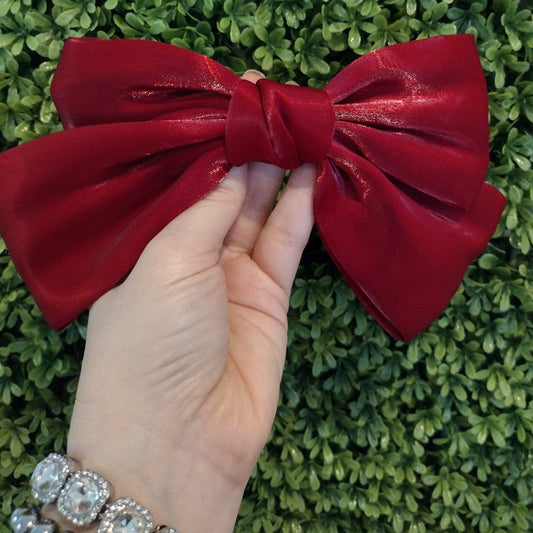 Broche De Cabello Con Moño Rojo