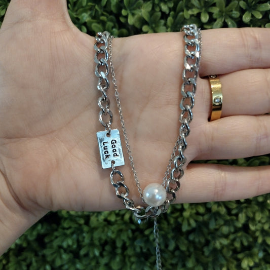 Collar De 2 Capas Con Perla