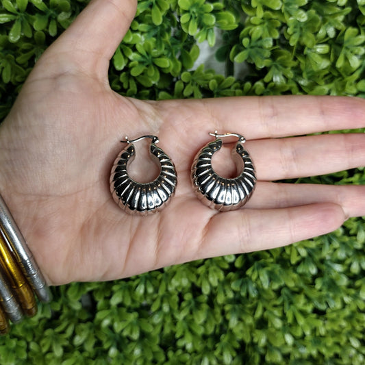 Aretes De Aro Plateados Con Bordes