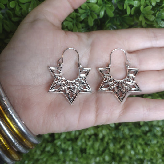 Aretes Vintage De Estrella Plateada