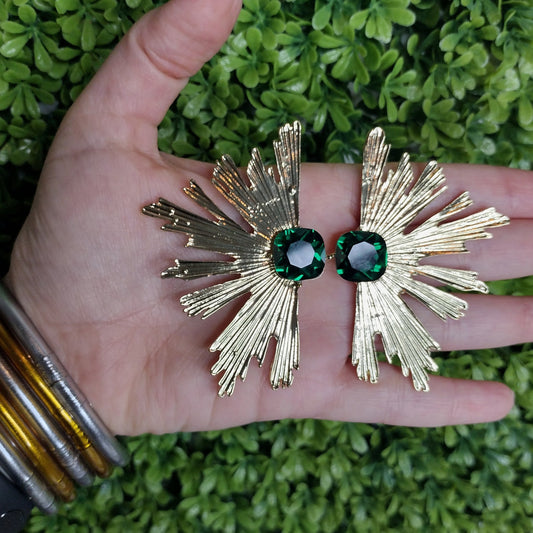 Aretes de Abanico Verde