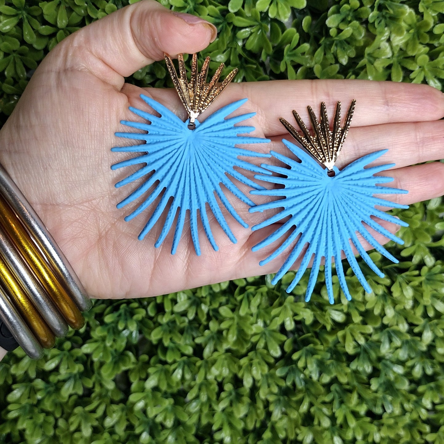 Aretes Rayos De Sol Azules