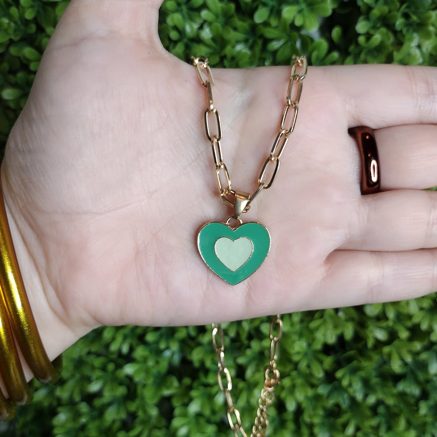 Collar De Corazon Verde