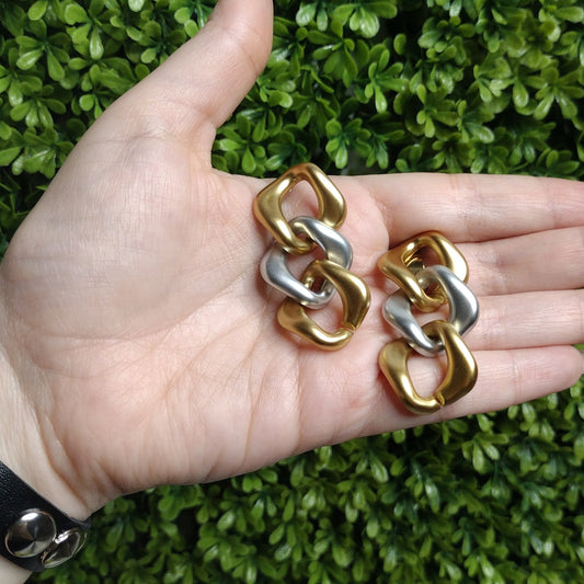 Aretes De Cadena Combinada