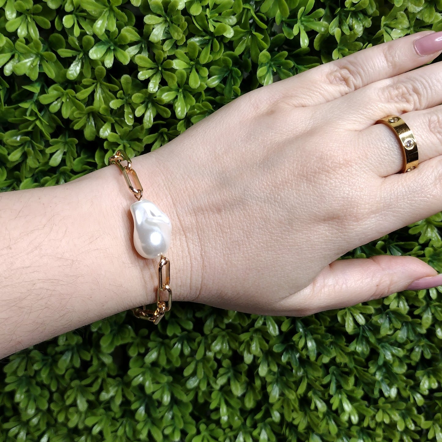 Pulsera De Perla Asimetrica
