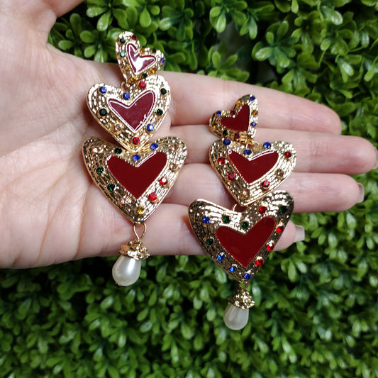 Aretes 3 Corazones