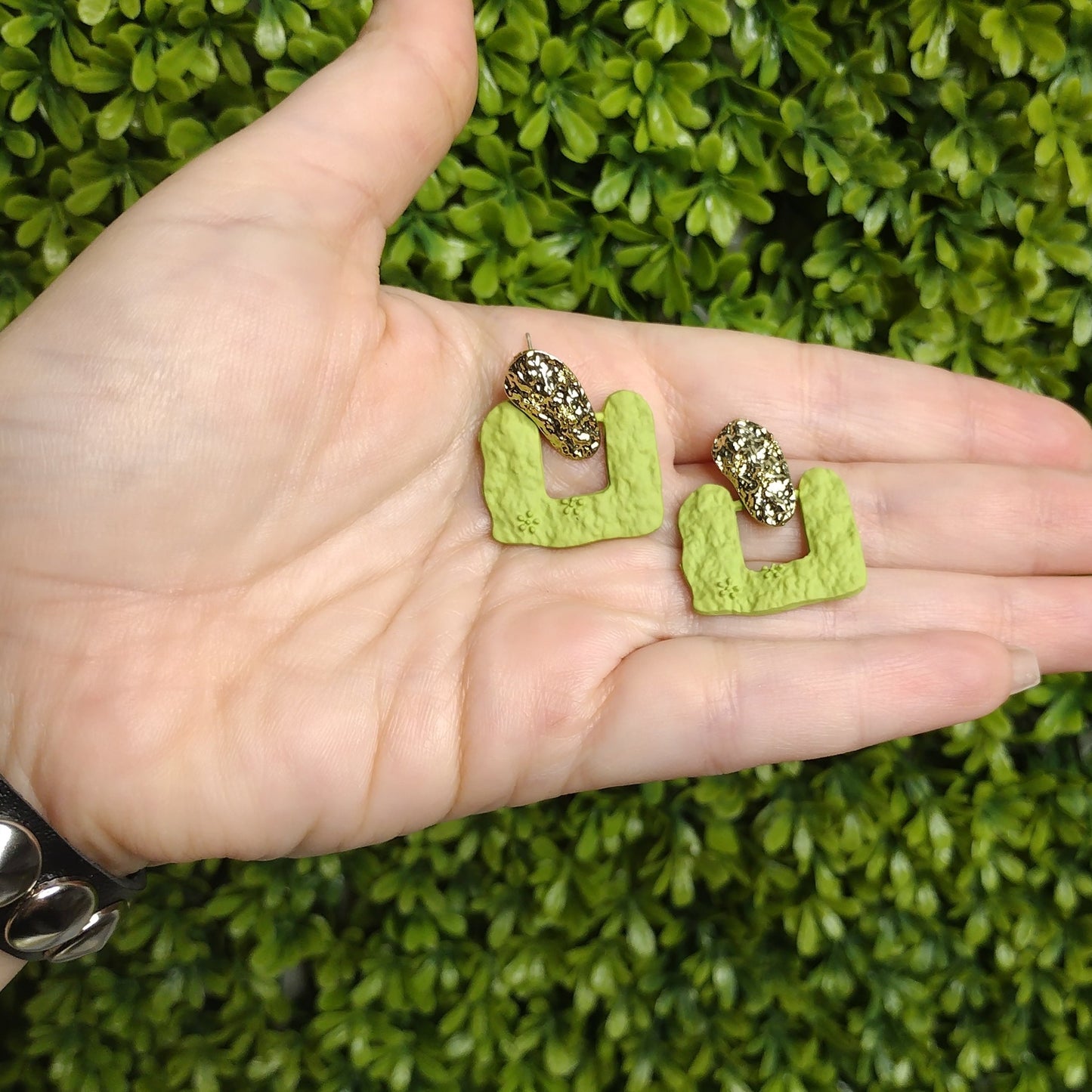 Aretes Geometricos Vintage Verdes