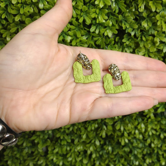 Aretes Geometricos Vintage Verdes