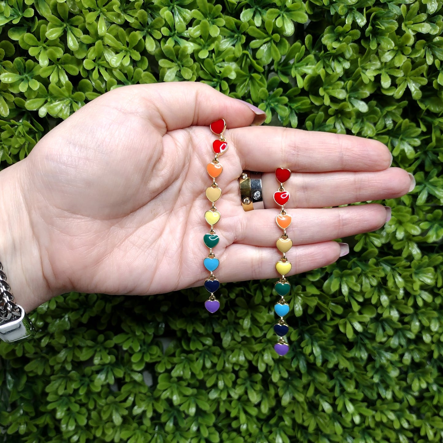 Aretes Corazones Multicolor